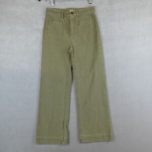 Faherty Stretch Terry Patch Pocket Pant Wide Leg Jeans High Rise Olive Green 26
